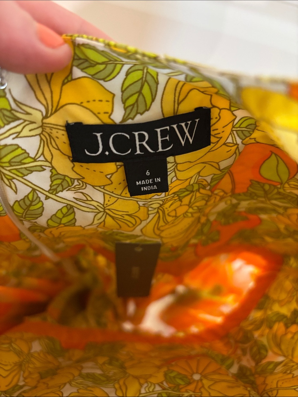 J. Crew Women’s Orange Floral Sundress with lemon accents, size 6 - Picture 3 of 5